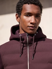 Burgundy Red Quilted Hybrid Hooded Jacket - Image 6 of 11