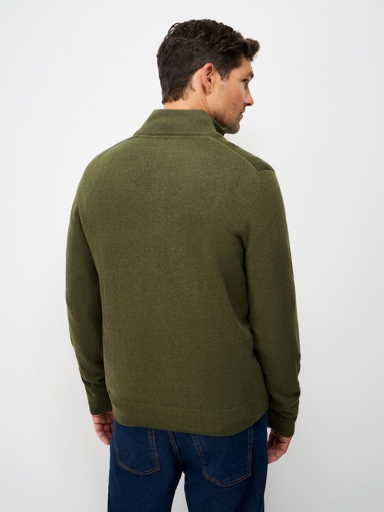 Crew Clothing Green Cotton Half Zip Jumper - Image 2 of 5