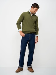 Crew Clothing Green Cotton Half Zip Jumper - Image 3 of 5