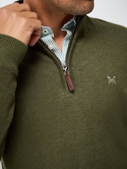 Crew Clothing Green Cotton Half Zip Jumper - Image 4 of 5