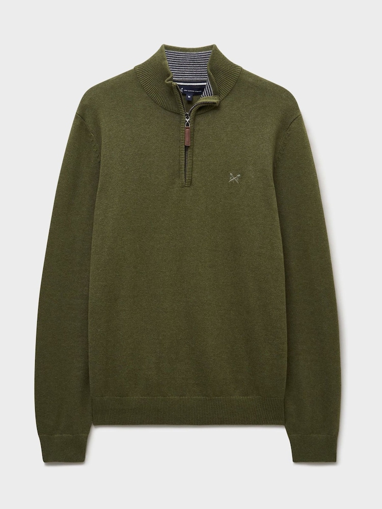 Crew Clothing Green Cotton Half Zip Jumper - Image 5 of 5