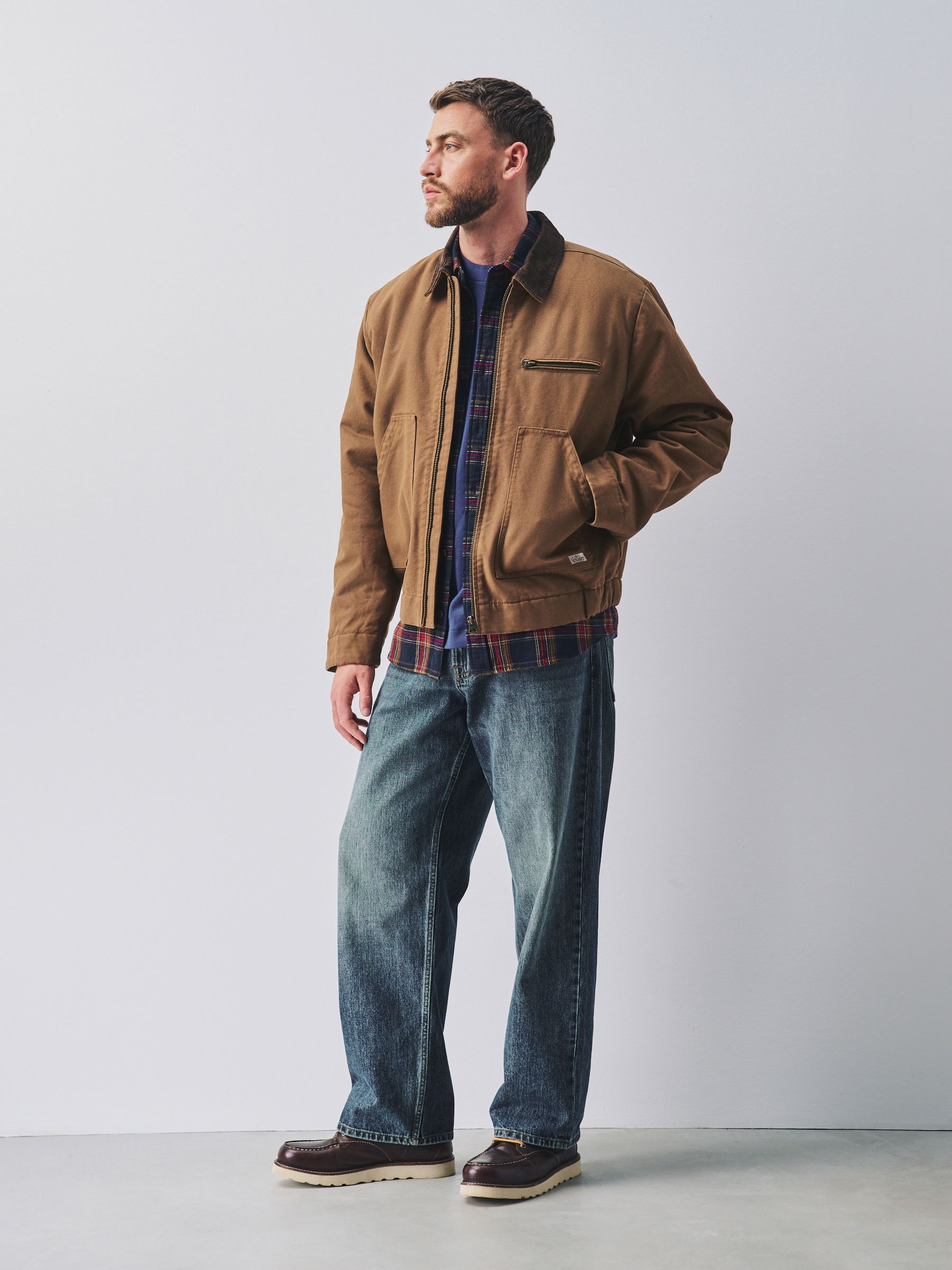 Buy Tan Brown Shower Resistant Canvas Borg Lined Worker Jacket