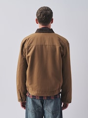 Tan Brown - Shower Resistant Canvas Borg Lined Worker Jacket - Larawan 3 ng 7