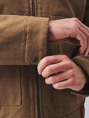 Tan Brown - Shower Resistant Canvas Borg Lined Worker Jacket - Larawan 5 ng 7