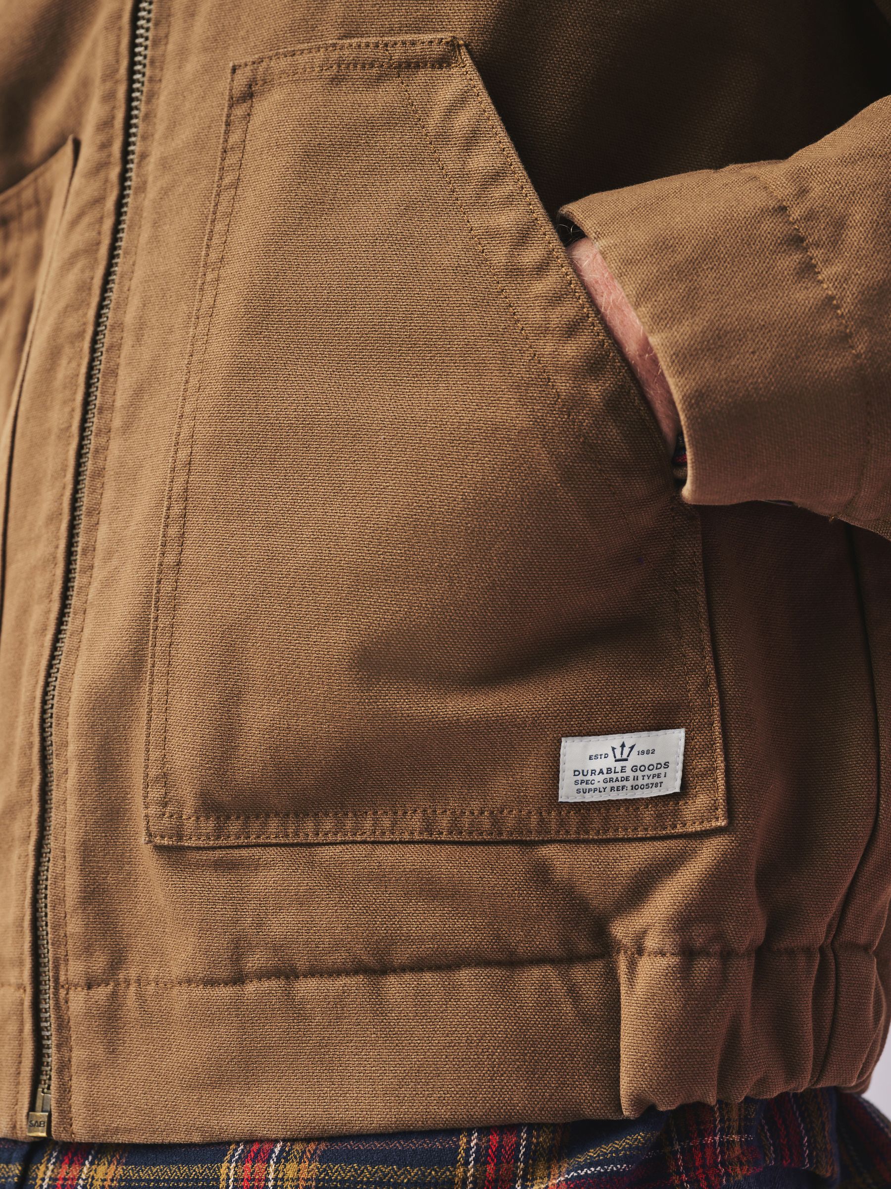 Buy Tan Brown Shower Resistant Canvas Borg Lined Worker Jacket