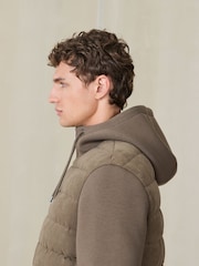 Neutral Faux Suede Quilted Hybrid Hooded Jacket - Image 4 of 8