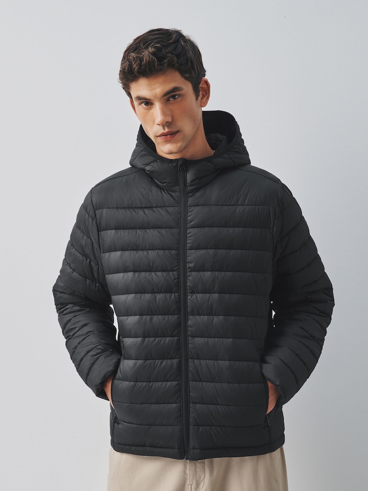 Black Lightweight Shower Resistant Quilted Jacket - Image 1 of 7 Black Lightweight Shower Resistant Quilted Jacket - Image 1 of 7