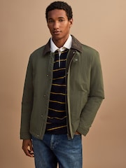 Khaki Green Shower Resistant Nylon Barn Jacket - Image 1 of 12