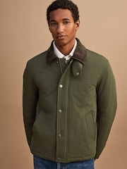 Khaki Green Shower Resistant Nylon Barn Jacket - Image 4 of 12