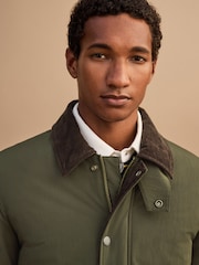 Khaki Green Shower Resistant Nylon Barn Jacket - Image 5 of 12