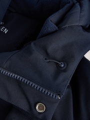 Navy Shower Resistant Borg Lined Parka Jacket - Image 10 of 13