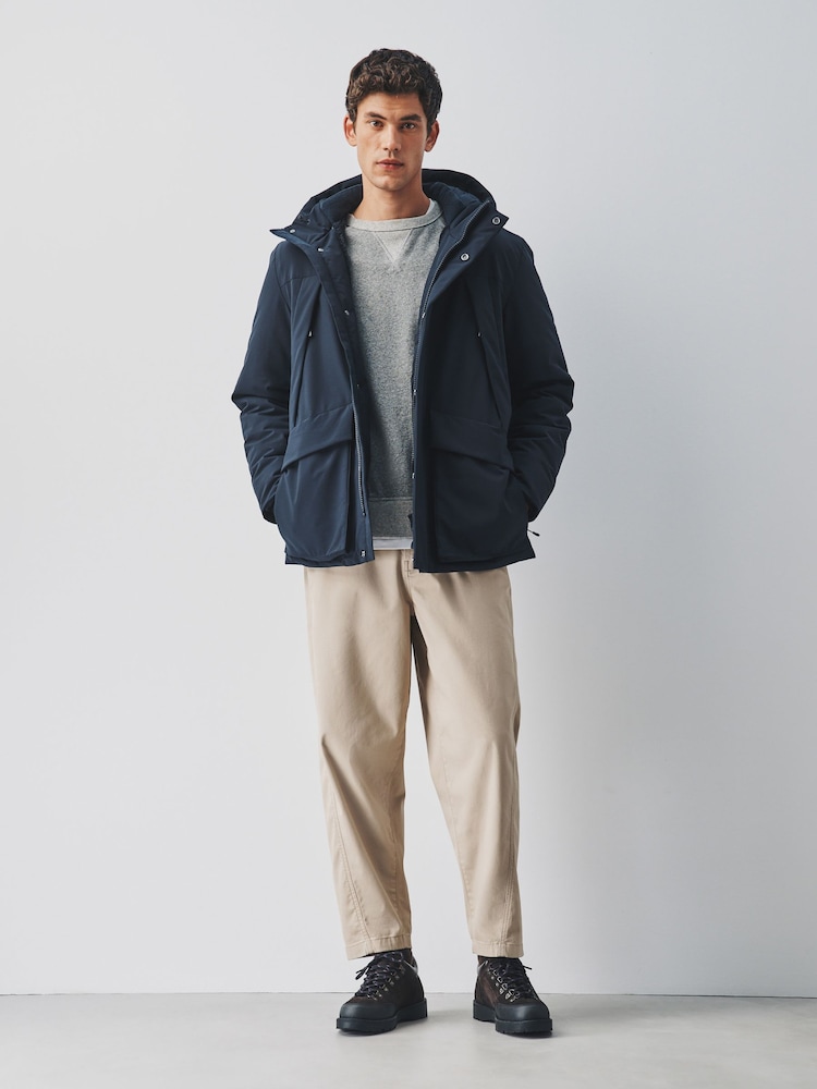 Navy Shower Resistant Borg Lined Parka Jacket - Image 2 of 13 Navy Shower Resistant Borg Lined Parka Jacket - Image 2 of 13