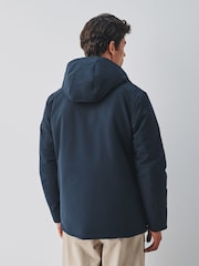 Navy Shower Resistant Borg Lined Parka Jacket - Image 3 of 13