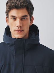 Navy Shower Resistant Borg Lined Parka Jacket - Image 4 of 13