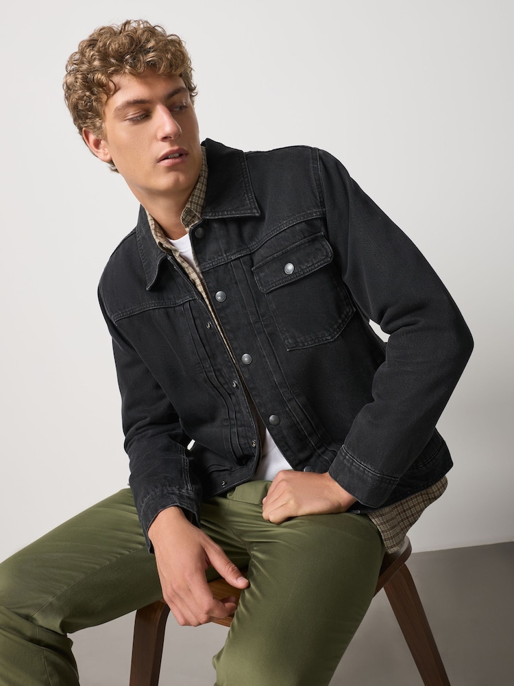 Noir - Veste en jean à doublure effet peau de mouton - Image 1 de 12 Noir - Veste en jean à doublure effet peau de mouton - Image 1 de 12