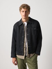 Noir - Veste en jean à doublure effet peau de mouton - Image 2 de 12