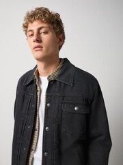 Noir - Veste en jean à doublure effet peau de mouton - Image 4 de 12
