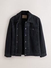 Noir - Veste en jean à doublure effet peau de mouton - Image 8 de 12