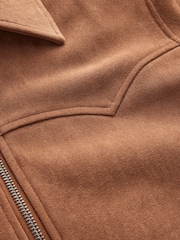 Tan Brown Faux Suede Muscle Fit Jacket - Image 13 of 13