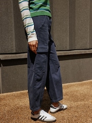নীল - Barrel Leg Cargo Trousers - 9এর মধ্যে 4 ছবি