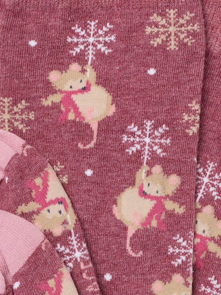 Chaussettes de Noël FatFace Souris - Image 2 de 2