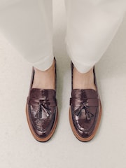 Burgundy Red Wide Fit Forever Comfort® Chunky Tassle Loafers - Image 2 of 9