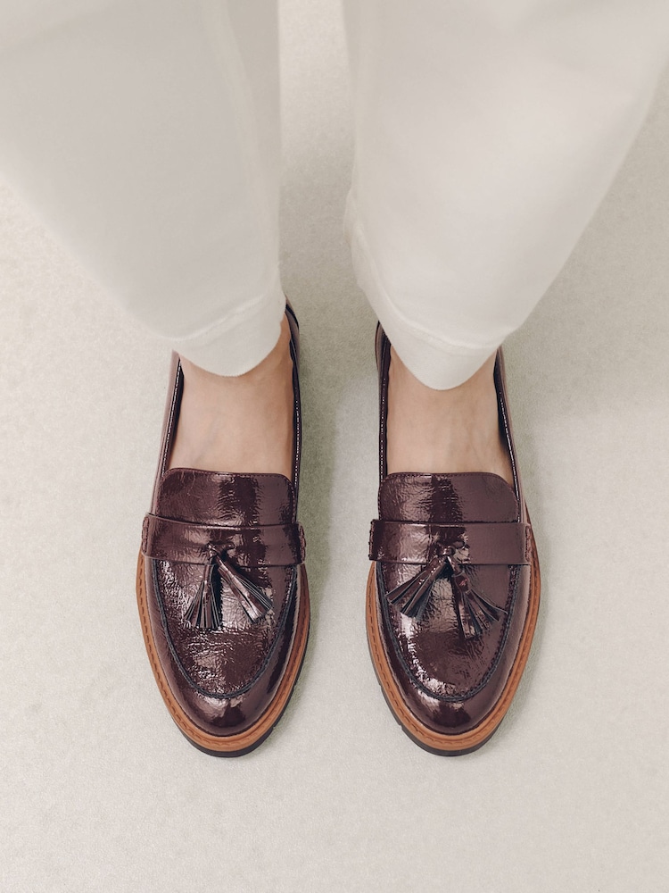 Burgundy Red Wide Fit Forever Comfort® Chunky Tassle Loafers - Image 2 of 9 Burgundy Red Wide Fit Forever Comfort® Chunky Tassle Loafers - Image 2 of 9