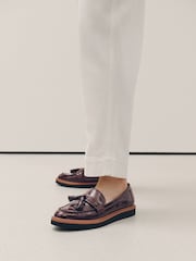 Burgundy Red Wide Fit Forever Comfort® Chunky Tassle Loafers - Image 4 of 9
