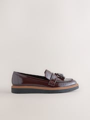 Burgundy Red Wide Fit Forever Comfort® Chunky Tassle Loafers - Image 6 of 9
