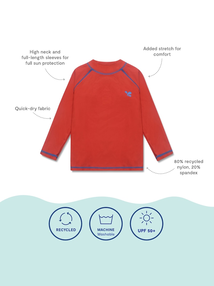 אדום - גופיית גלישה עשויה בד המגן מפני קרינת השמש UV לבנים של Muddy Puddles - תמונה 5 מתוך 5