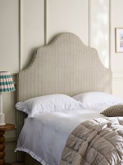 Chenille Stripe Moss Green Grand Country Tall Upholstered Headboard - Image 1 of 4