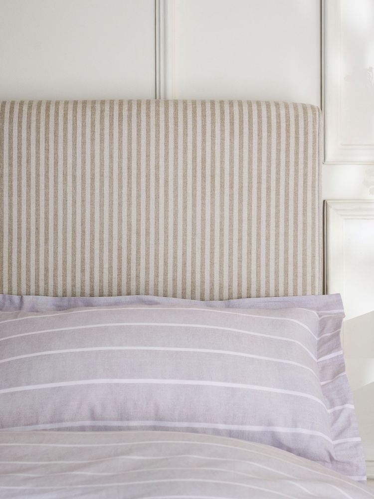 Chenille Stripe Natural Contemporary Upholstered Headboard - Image 2 of 4 Chenille Stripe Natural Contemporary Upholstered Headboard - Image 2 of 4