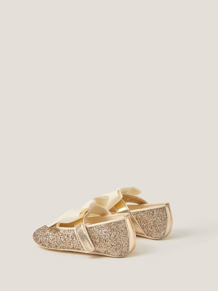 Monsoon Gold Baby Bow Glitter Headband & Booties Set - Image 2 of 3 Monsoon Gold Baby Bow Glitter Headband & Booties Set - Image 2 of 3