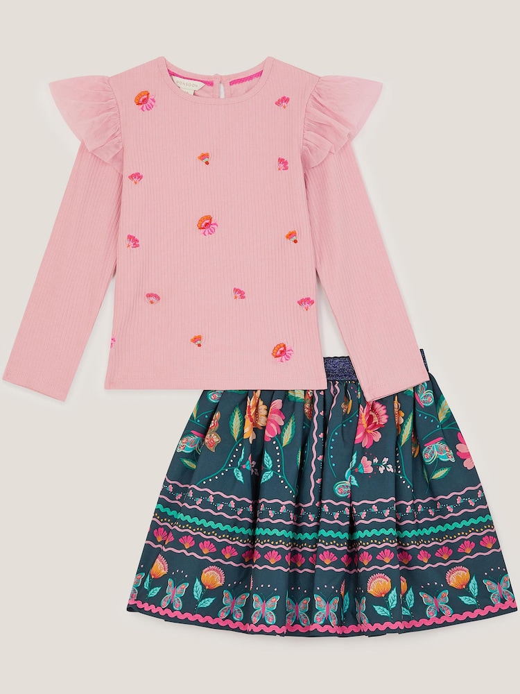 Monsoon Blue Floral Tulle Top & Skirt Set - Image 2 of 4