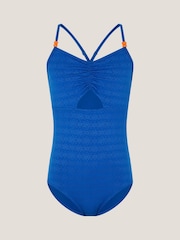 Monsoon Blue Broderie Cut Out Swimsuit - Image 1 of 3