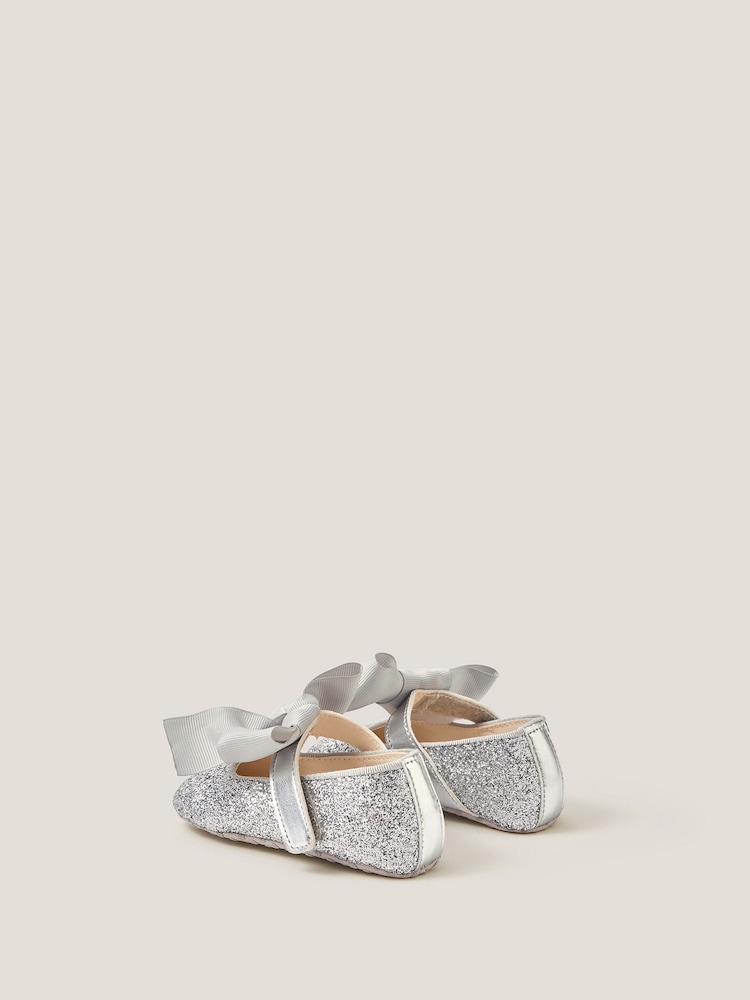 Monsoon Silver Baby Bow Glitter Headband & Booties Set - Image 3 of 3