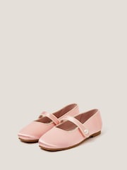 Monsoon Pink Pearl Strap Satin Ballet Flats - Image 1 of 3