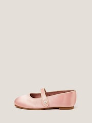Monsoon Pink Pearl Strap Satin Ballet Flats - Image 3 of 3