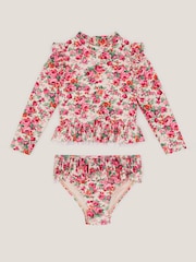 Monsoon Pink Floral UPF50+ Long Sleeve Swim Set - Image 1 of 3