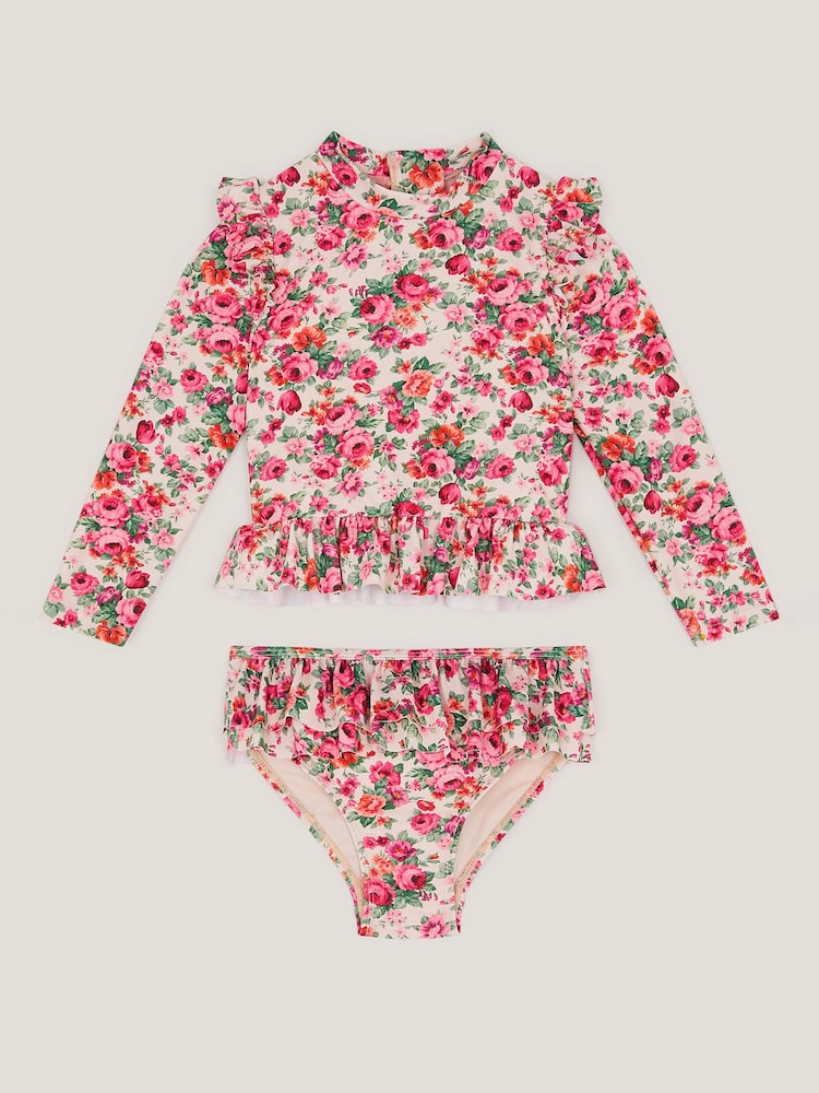 Monsoon Pink Floral UPF50+ Long Sleeve Swim Set - Image 1 of 3