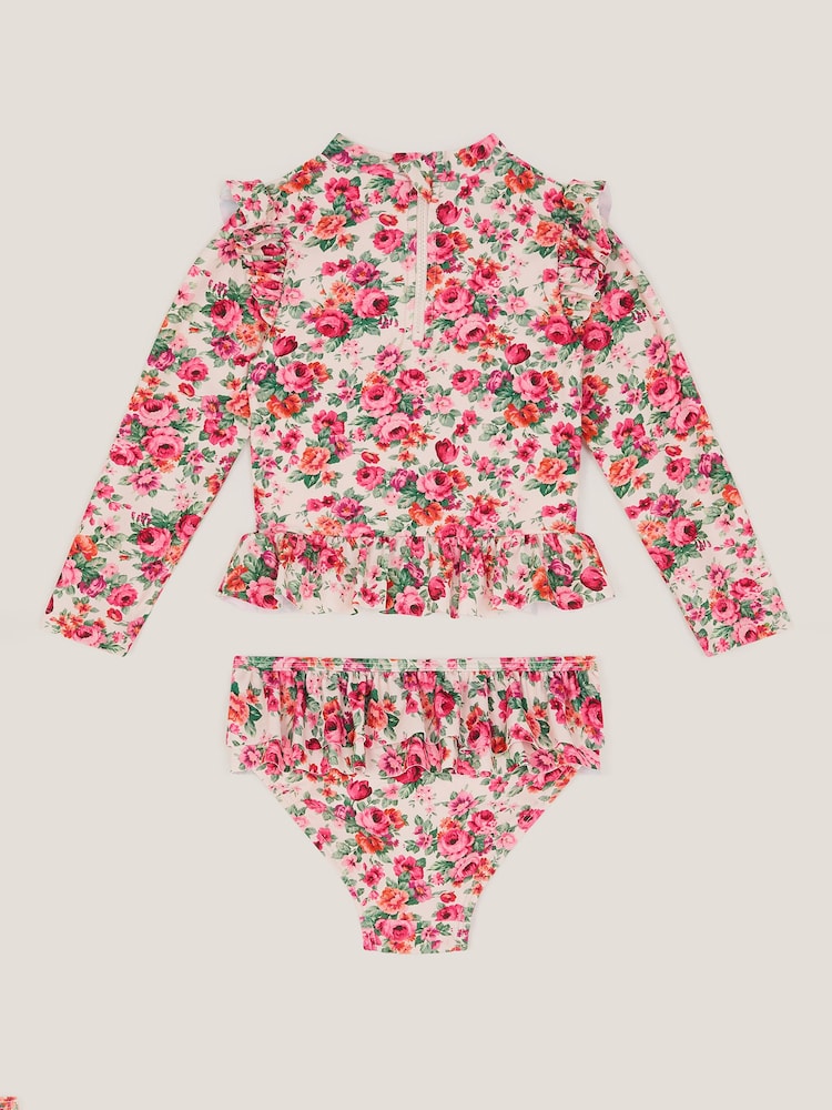 Monsoon Pink Floral UPF50+ Long Sleeve Swim Set - Image 2 of 3