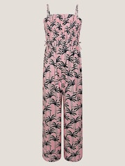 Monsoon Pink Palm Print Strappy Jumpsuit - Image 1 of 3