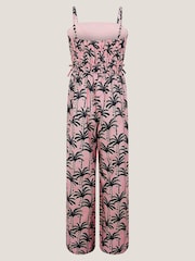 Monsoon Pink Palm Print Strappy Jumpsuit - Image 2 of 3