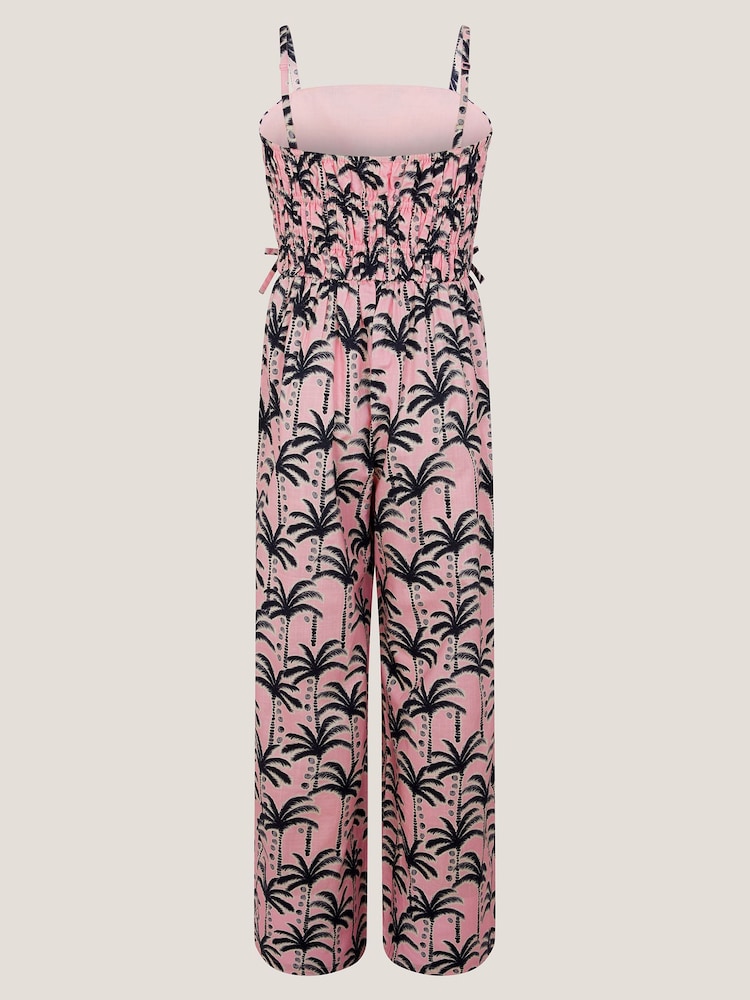 Monsoon Pink Palm Print Strappy Jumpsuit - Image 2 of 3