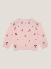 Monsoon Pink Floral Broderie Bow Sweatshirt - Image 2 of 3