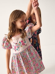 Monsoon Pink Embroidered Floral Dress - Image 1 of 1