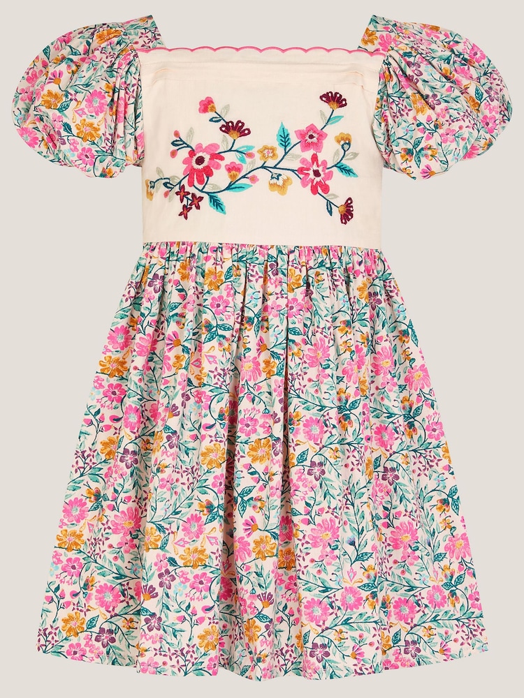 Monsoon Pink Embroidered Floral Dress - Image 2 of 5
