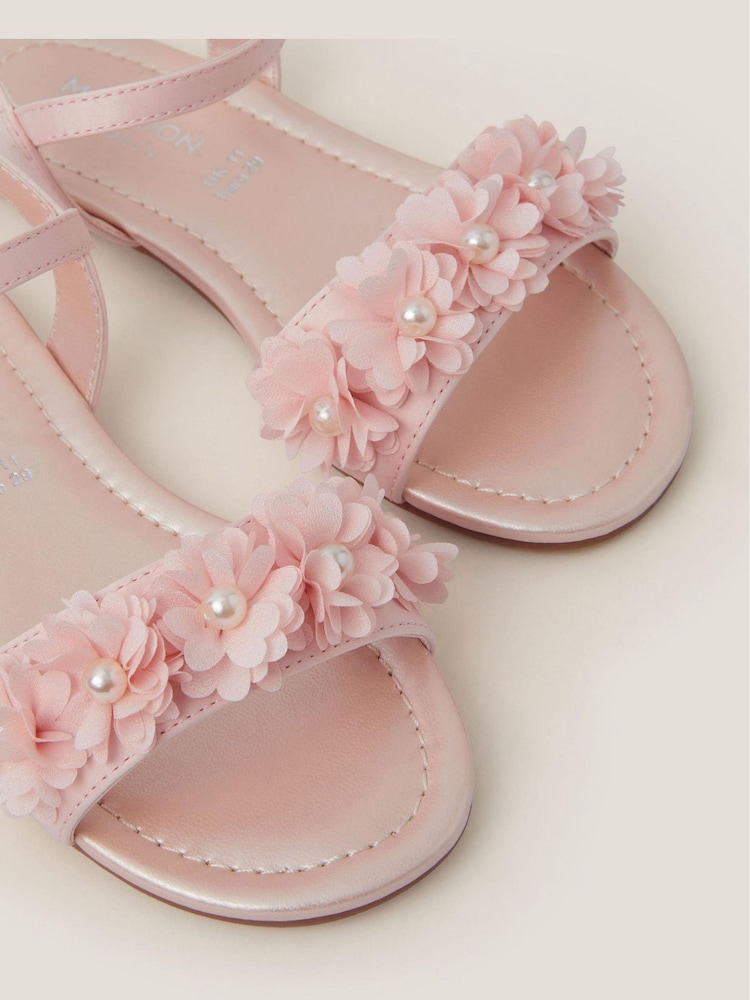 Monsoon Pink Pearl Flower Sandals - Image 3 of 3