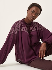 Monsoon Purple Mallory Embroidered Blouse - Image 1 of 5