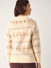 Monsoon Natural Febe V-Neck Fairisle Pattern Jumper - Image 2 of 5